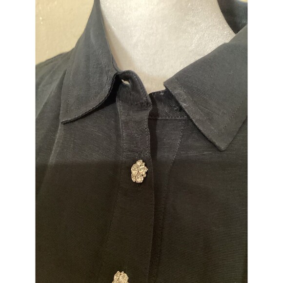 J. Crew Collection Mini Shirtdress Jewel Buttons Black Twill Short Sleeve 6 $198 - Picture 4 of 12